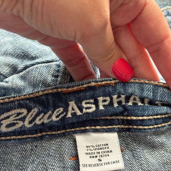 Blue Asphalt Vintage Y2K Micro Mini Skirt Denim Grunge Distressed Size 5 I117 - Picture 8 of 11